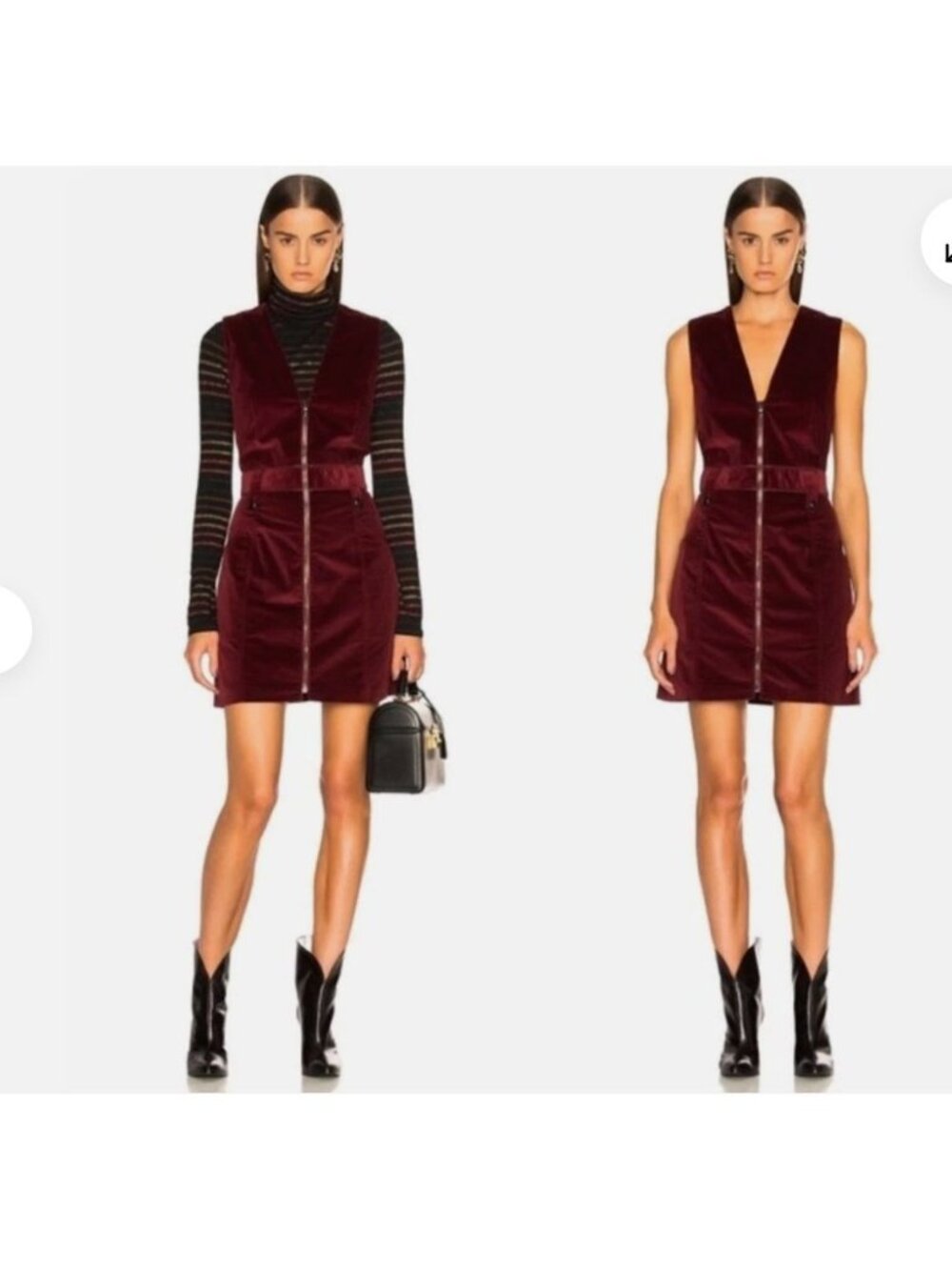 Veronica Beard Orial Corduroy Zip-Front Mini Dress in Burgundy NWT – Size 10